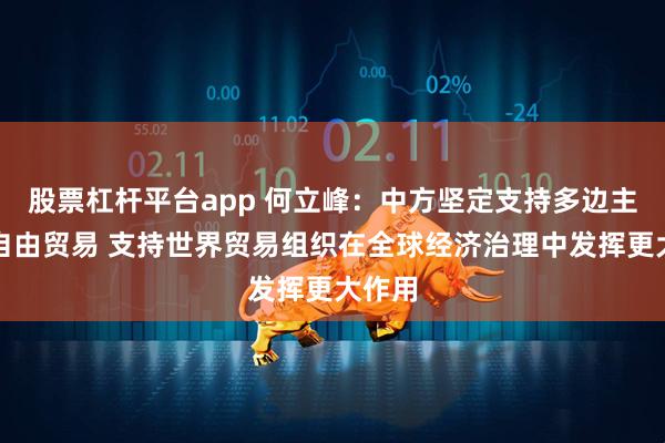 股票杠杆平台app 何立峰：中方坚定支持多边主义和自由贸易 支持世界贸易组织在全球经济治理中发挥更大作用