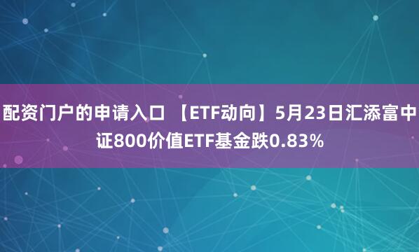 配资门户的申请入口 【ETF动向】5月23日汇添富中证800价值ETF基金跌0.83%